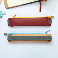 Mini 6 Colors Pu Leather Pencil Bag Elastic Buckle Pencil Case Easy Carrying Pen Bag For Book Notebook Students Art Supplies