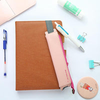 Mini 6 Colors Pu Leather Pencil Bag Elastic Buckle Pencil Case Easy Carrying Pen Bag For Book Notebook Students Art Supplies