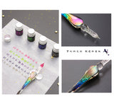 Star glass dip pen seven-piece retro color ink writing with rainbow colored glaze dream dip pen birthday holiday stationery box