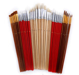 36/38 pcs Paint Brushes Set with Canvas Bag Case Long Wooden Handle Synthetic Hair Oil Acrylic Watercolor Painting Art Supplies