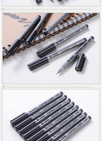 STA 9Pcs/Set Pigma Micron Needle pen Waterproof Fade Proof brush Tip Fine Liner Black Sketch Water Manga Drawing Marker Pen