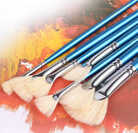 hwahong1 fan-shaped oil brush wooden long rod bristle pen watercolor gouache oil painting acrylic art special