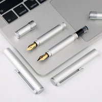 Moonman N1 Mini Aluminum Alloy Steel Silver Fountain Pen Pocket Short Pen 0.38/0.5mm EF/F Nib Iridium fountain pen with box
