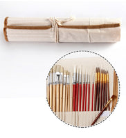 36/38 pcs Paint Brushes Set with Canvas Bag Case Long Wooden Handle Synthetic Hair Oil Acrylic Watercolor Painting Art Supplies