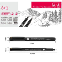 Know 9 Pcs/set Needle Tip Graphic Drawing Pen Water-based Waterproof Pigment Ink Micron Liner Marker Sketching pen