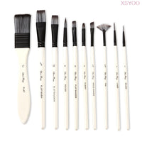 Professional 10Pcs Paint Brushes Set Add Carrying Case Nylon Hair Brush for Artists Acrylic Oil Watercolor Gouache Art Supplies