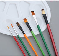 1pcs Plastic Palette Add 6 paint brush pen Art Paint Plastic Drawing Tray Color Palette for Oil Watercolour Painting Pallet