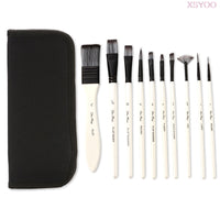 Professional 10Pcs Paint Brushes Set Add Carrying Case Nylon Hair Brush for Artists Acrylic Oil Watercolor Gouache Art Supplies