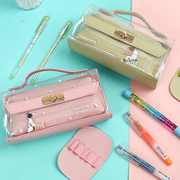 Korea Transparent Pencil Bag Pencil Case Multifunction Pencilcase Cosmetic Bag For kid Pen Box Tools Storage School Supplies