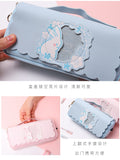 Kawaii Cherry PU Leather Capacity Pencil Case School Pencil Bag Holder Bag Pen Box For Sweet Flowers Girls Gift Pouch Stationery