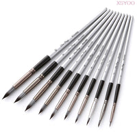 10Pcs Nylon Watercolor Painting Brush Grey Rod Paint Brushes Set Miniatures Painting Kit For Students Stationery Art Supplies