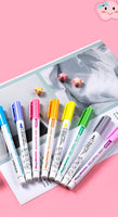 Creative three-dimensional two-color pen set two-line outline pen flashing note number pen color painting hand account pen