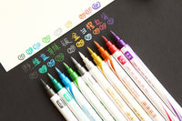 DM 10 pcs/lot Dual Soft Brush Marker Metallic Marker Pen Fine Liner Pens Set Drawing Painting DIY Scrapbooking Crafts