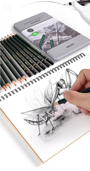 Deli 12 Pcs/Box Standard pencil 3H-9B Sketch Drawing Painting