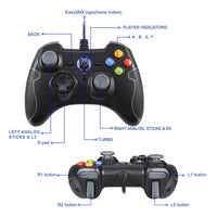 2PCS AOOKGAME Wired Gamepad PC Controller Joysticks For PC PS3 Android Smart Phone Android TV Box Gamepad (Black+Gray)