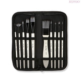 Professional 10Pcs Paint Brushes Set Add Carrying Case Nylon Hair Brush for Artists Acrylic Oil Watercolor Gouache Art Supplies
