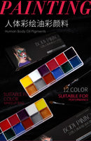 Body painting pigment 12-color set, oily, waterproof, face painting paint, portable Halloween cos clown makeup paint