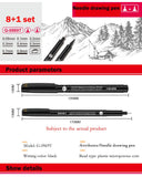 KNOW 9Pcs/Set Black Pigment Liner Neelde Water-proof Drawing Pen Pigma Micron Sunproof Marker for Sketch Drawing