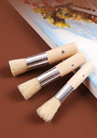 3 pcs/set of bristle painting brush wooden short handle oil painting art wall painting brush gouache shading brush painting tool