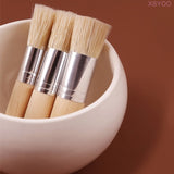 Mont Marte High Quality 3Pcs Wooden Stencil Brush Hog Bristle Brushes for Round Acrylic Watercolor Oil Painting Detail Brushes