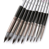 10Pcs Nylon Watercolor Painting Brush Grey Rod Paint Brushes Set Miniatures Painting Kit For Students Stationery Art Supplies