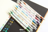 DM 10 pcs/lot Dual Soft Brush Marker Metallic Marker Pen Fine Liner Pens Set Drawing Painting DIY Scrapbooking Crafts