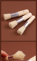 3 pcs/set of bristle painting brush wooden short handle oil painting art wall painting brush gouache shading brush painting tool