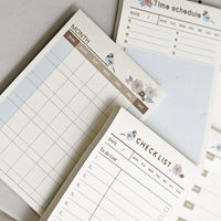 Cute Floral Weekly Monthly Work Planner Time Daily Schedule Agenda Desk Memo Pad Notepad Sticky Note Marker Flags Sticker