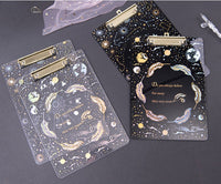 Creative laser starry sky folder A4 backing acrylic splint transparent feather clipboard bronzing folder school supplies