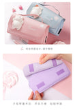 Kawaii Cherry PU Leather Capacity Pencil Case School Pencil Bag Holder Bag Pen Box For Sweet Flowers Girls Gift Pouch Stationery