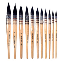 High Quality Squirrel Hair Wood Log Handle Round Paint Brushes Set Professional Painting Brush for Art Watercolor Gouache