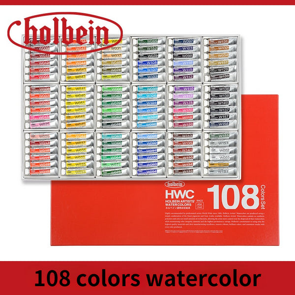 AOOKMIYA  Holbein Professional Artist 108 Color Transparent Watercolor Paint Set 5ml Tube Sub-pack, Art Gouache Paint for Student Drawing