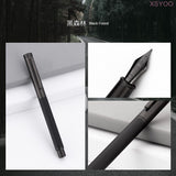 Hongdian Black Silver Metal Fountain Pen EF/F/Bent NibTree Texture Excellent Writing Titanium Fountain Pen Standard Pen