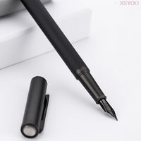 Hongdian Black Silver Metal Fountain Pen EF/F/Bent NibTree Texture Excellent Writing Titanium Fountain Pen Standard Pen