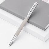 Hongdian Black Silver Metal Fountain Pen EF/F/Bent NibTree Texture Excellent Writing Titanium Fountain Pen Standard Pen