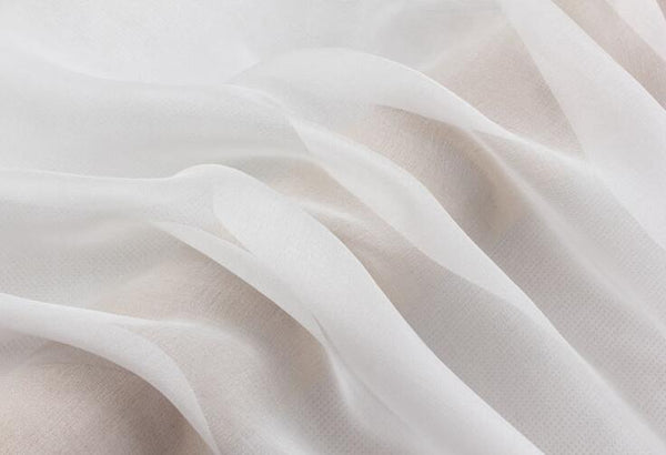 Howmay  100% pure silk fabric chiffon 5.5m/m 55&quot; 140cm natural white transparent tulle fabric DIY handmade or dress scarf