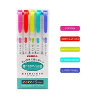 Japanese Zebra 5Pcs/Set Mildliner Pen Mild Liner Double Headed Highlighter Pen Drawing Marker Pens Scribble Art Stationery