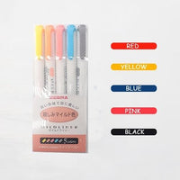 Japanese Zebra 5Pcs/Set Mildliner Pen Mild Liner Double Headed Highlighter Pen Drawing Marker Pens Scribble Art Stationery