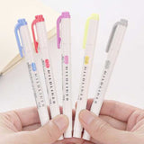 Japanese Zebra 5Pcs/Set Mildliner Pen Mild Liner Double Headed Highlighter Pen Drawing Marker Pens Scribble Art Stationery