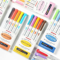 Japanese Zebra 5Pcs/Set Mildliner Pen Mild Liner Double Headed Highlighter Pen Drawing Marker Pens Scribble Art Stationery