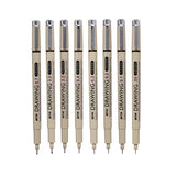 KNOW 8Pcs/Lot Pigma Micron Sketch Marker Pen Black Pigment Liner Neelde Drawing Pen For Drawing Sketching Writing Hook Art Pen