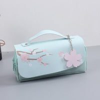 Kawaii Cherry PU Leather Capacity Pencil Case School Pencil Bag Holder Bag Pen Box For Sweet Flowers Girls Gift Pouch Stationery