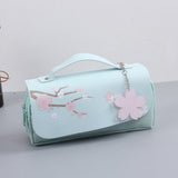 Kawaii Cherry PU Leather Capacity Pencil Case School Pencil Bag Holder Bag Pen Box For Sweet Flowers Girls Gift Pouch Stationery