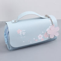 Kawaii Cherry PU Leather Capacity Pencil Case School Pencil Bag Holder Bag Pen Box For Sweet Flowers Girls Gift Pouch Stationery