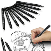 Know 9 Pcs/set Needle Tip Graphic Drawing Pen Water-based Waterproof Pigment Ink Micron Liner Marker Sketching pen