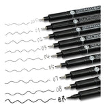 Know 9 Pcs/set Needle Tip Graphic Drawing Pen Water-based Waterproof Pigment Ink Micron Liner Marker Sketching pen