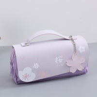 Korea Cherry blossoms PU Leather Student Pencil Case Double Zipper Large Capacity School Handy Female Bag Stationery Pencil Bag