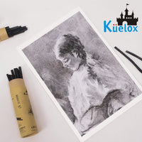 AOOKMIYA Kuelox barra de carvão tubo de papel liso salgueiro artista arte lápis pintura profissão esboço desenho suprimentos