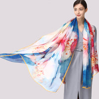 Long Chiffon Scarves 100% Mulberry Silk Scarf for Women Bandana Hijab for Summer Luxury Lady Shawl Head Wrap