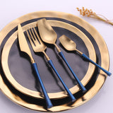 AOOKMIYA Luxury Cutlery Set 24 Piece Forks Knives Spoons Dinnerware Set Tableware Portable Golden Cutlery Sets Silverware fork spoon